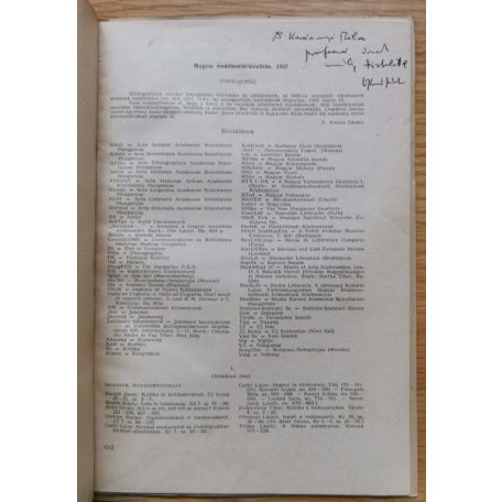 V. Kovács Sándor: Magyar irodalomtörténetírás 1967. (Bibliográfia) - (Dedikált!)