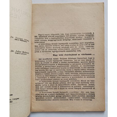 Közi-Horváth József: Korunk legnagyobb veszedelme (Antibolsevista röpirat). 