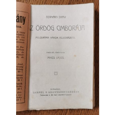 Bernard Shaw: Az ördög czimborája (Magyar Könyvtár 452-453.)