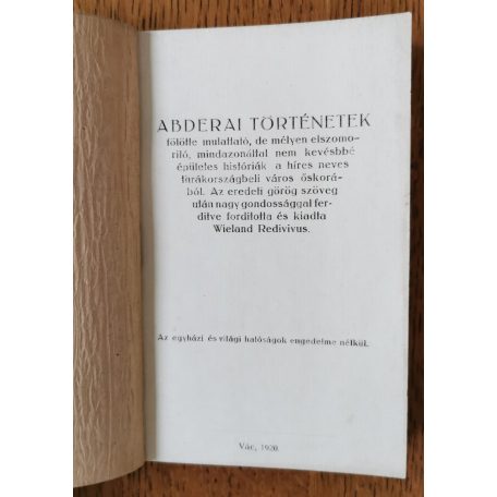 Tragor Ignác: Abderai történetek, fölötte mulattató, de mélyen elszomorító, ... (Dedikált)