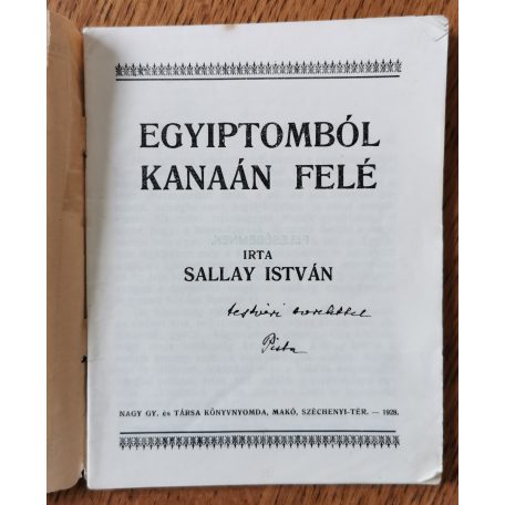 Sallay István: Egyiptomból Kanaán felé (Dedikált)