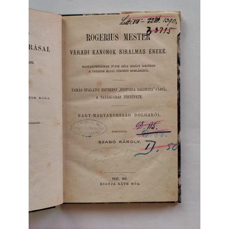 Rogerius mester váradi kanonok siralmas éneke