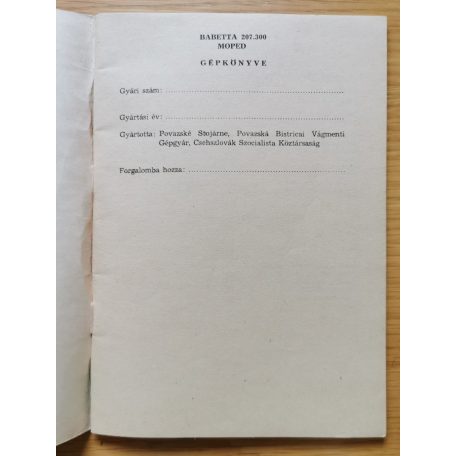 Jawa 207.300 típusú moped gépkönyve