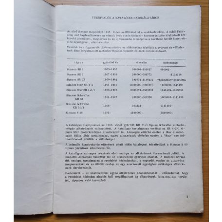 Simson Schwalbe és Star motorkerékpár alkatrész katalógus