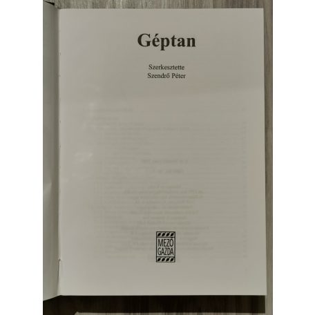 Szendrő Péter, Dr (szerk.): Géptan