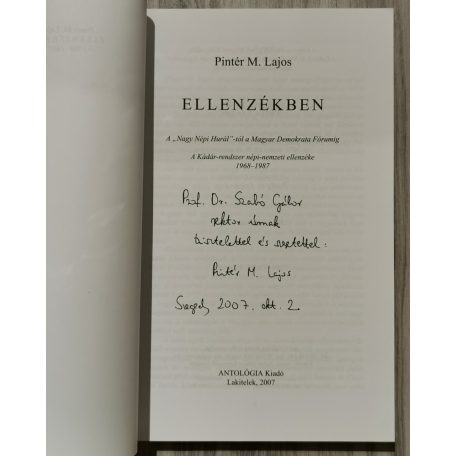 Pintér M. Lajos: Ellenzékben 1968-1987 (Dedikált!)
