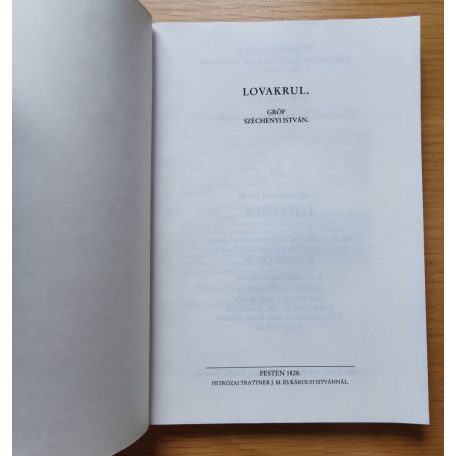 Széchenyi István: Lovakrul 