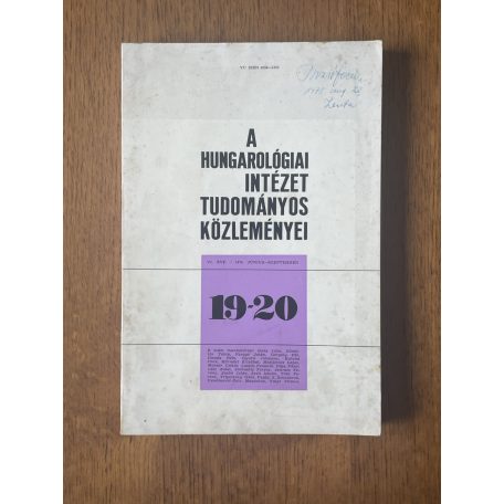 A Hungarológiai Intézet Tudományos Közleményei 19-20. sz. VI. évf. / 1974. június-szeptember