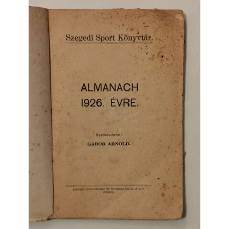 Gábor Arnold (szerk.): Almanach 1926. évre