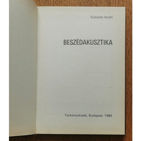 Subosits István: Beszédakusztika 