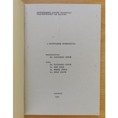 Bakó Tibor, Dr.: Sertéstenyésztés I-II.