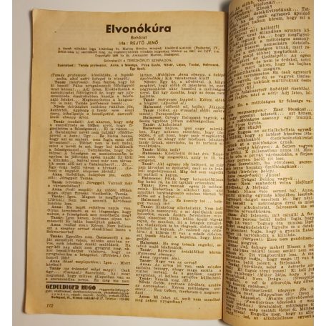 Rejtő Jenő: Elvonókúra - bohózat /Szinházi Élet 1938/40. szám/ Első kiadás!