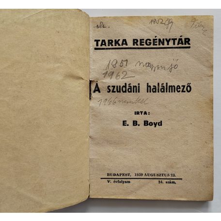 E. B. Boyd: A szudáni halálmező  Tarka Regénytár V/34. szám