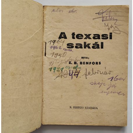 E. B. Benfors: A texasi sakál Kalandos Tarka Regény