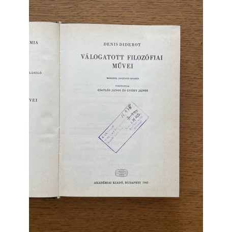 Denis Diderot válogatott filozófiai művei