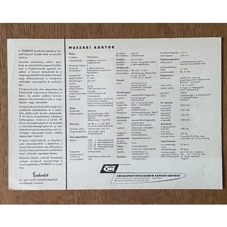Trabant magyar nyelvű színes reklámnyomtatvány