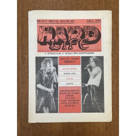 Hard Life heavy metal havilap I. évf. 3. sz. 1990. szeptember