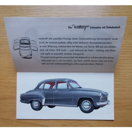 Wartburg személygépjármű reklámprospektusa (német nyelvű)