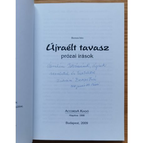 Borsos Irén: Újraélt tavasz (Dedikált)