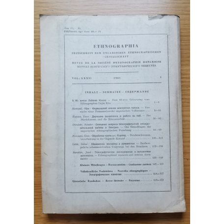 K. Kovács László (szerk.): Ethnographia 1961/1,3,4 számok