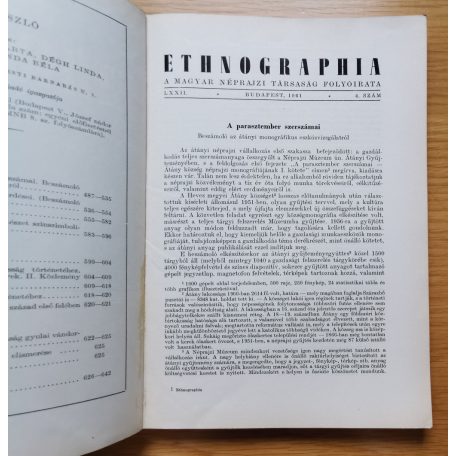 K. Kovács László (szerk.): Ethnographia 1961/1,3,4 számok