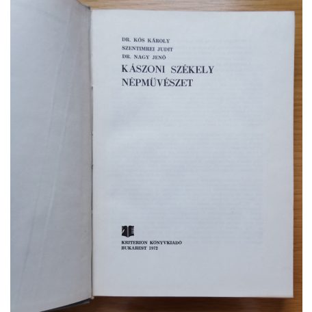 Kós Károly, Dr.: Kászoni székely népművészet