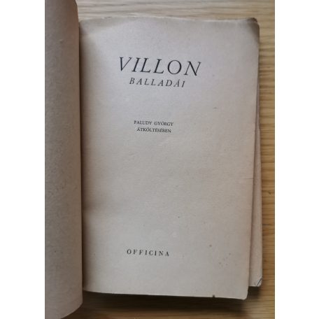 Francois Villon balladái Faludy György átköltésében