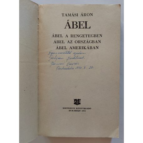 Tamási Áron: Ábel  (Tamási Gáspár által dedikált!) 
