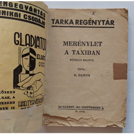 G. Dawes: Merénylet a taxiban  Tarka Regénytár I/10. szám