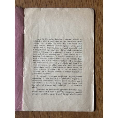 Memento: Néhány szó a magyar bolsevizmus követendő irányáról