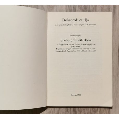 (Zombori) Németh Dezső: Doktorok cellája