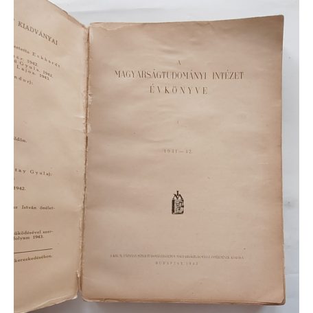 A Magyarságtudományi Intézet Évkönyve I. 1941-42.