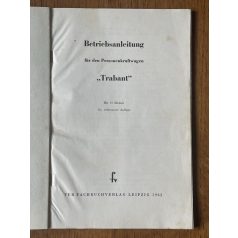 Betriebsanleitung für Personenkraftwagen Trabant
