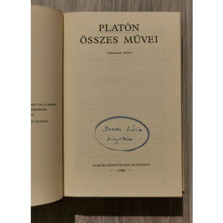 Platón: Platón összes művei I-III. kötet (Teljes)