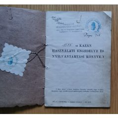   1155. sz Kazán használati engedélye és nyilvántartási könyve (1918)