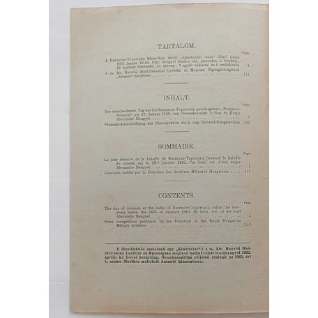 Hadtörténelem. Hadműveleti és harcászati dolgozatok. (Felelős szerkesztő és kiadó: Szelestey László ezredes.) 1922. II. évf. 1-4. szám. (Teljes!)