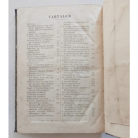 Fényes Elek: Az orosz-török háború történeti jegyzetekkel, okiratokkal, szereplő jelesb férfiak, vezérek életrajzával, földabroszokkal és ütközeti térképekkel felvilágosítva. I. kötet. 