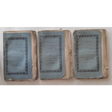 Tudományos Gyűjtemény. [A kor egyetemes tudományosságának folyóirata.] 1830. Tizennegyedik esztendei folyamat. I–XII. kötet. Szerkeztette Vörösmarty Mihál(y). Kiadta Trattner J(ános) M(átyás) és Károlyi I(stván).