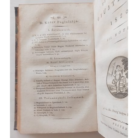 Tudományos Gyűjtemény [A kor egyetemes tudományosságának folyóirata.] 1820/1. harmadév (Negyedik esztendei folyamat - 1., 2., 3., 4. kötet)