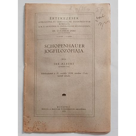Irk Albert: Schopenhauer jogfilozófiája.