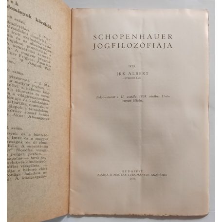 Irk Albert: Schopenhauer jogfilozófiája.
