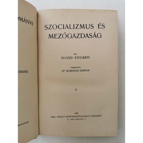 David Eduard: Szocializmus és mezőgazdaság I-II.