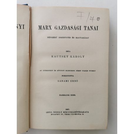 Kautsky Károly: Marx gazdasági tanai 
