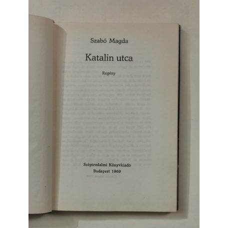 Szabó Magda: Katalin utca 
