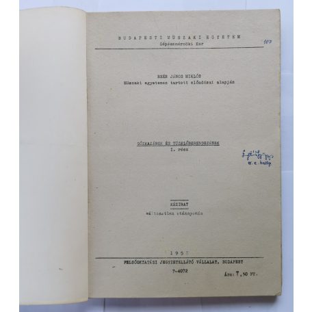 Beér János: Gőzkazánok és tüzelőberendezések I-. - kézirat (1959)