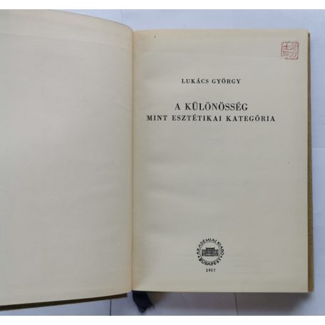 Lukács György: A különösség - A különösség mint esztétikai kategória