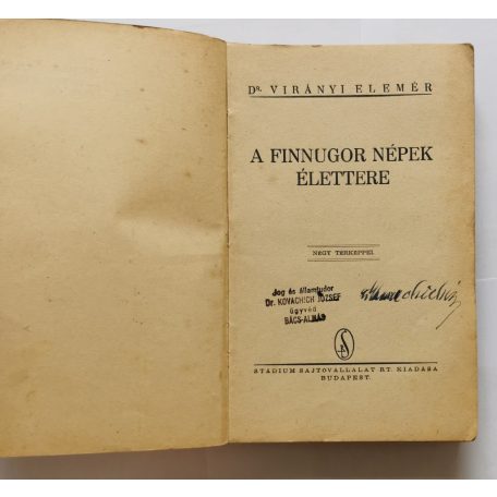 Virányi Elemér, Dr.: A Finn-Ugor népek élettere (kihajtható térképekkel)