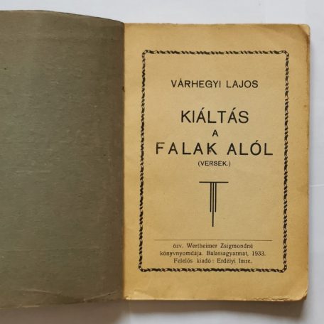 Várhegyi Lajos: Kiáltás a falak alól (versek) - dedikált