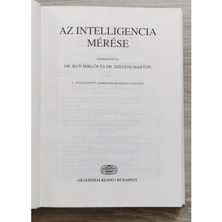 Kun Miklós-Szegedi Márton (szerk.): Az intelligencia mérése