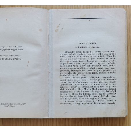 Earl Derr Biggers: A kínai papagáj (Palladis Pengős, első kiadás)